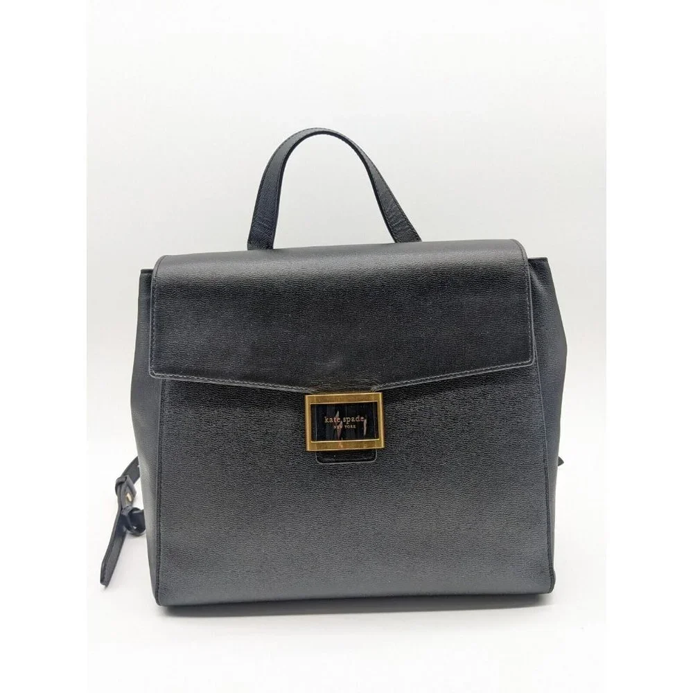 KATE SPADE NY Katy textured leather medium  backpack- BLACK